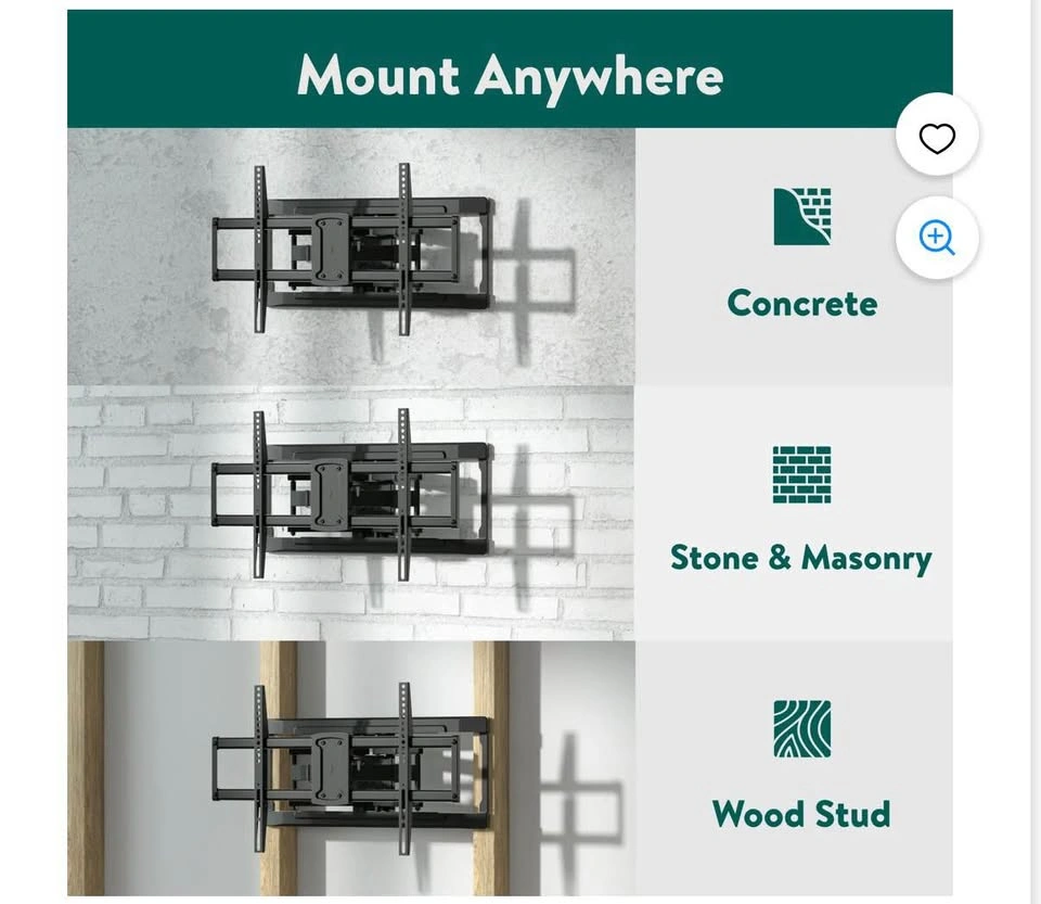 Extra-Wide Full Motion TV Wall Mount 50-86in 120lb - New in Box - photo 4