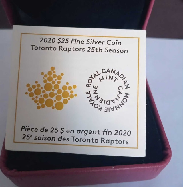 Raptors 25th Anniversary $25 Silver Coin! - photo 3