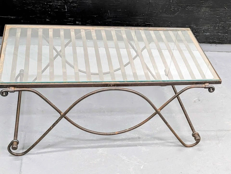Glass Top Metal Scroll Coffee Table – 40” x 20” - photo 2