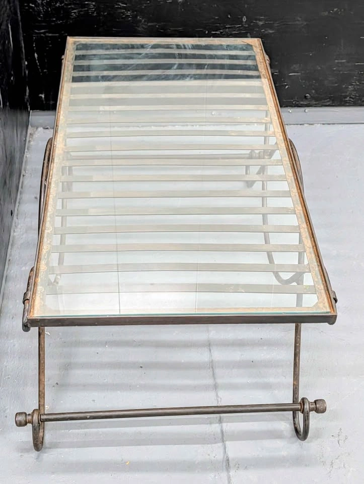 Glass Top Metal Scroll Coffee Table – 40” x 20” - photo 3