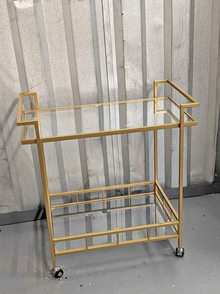 Gold Glass Bar Cart / Serving Cart – Missing Wheels