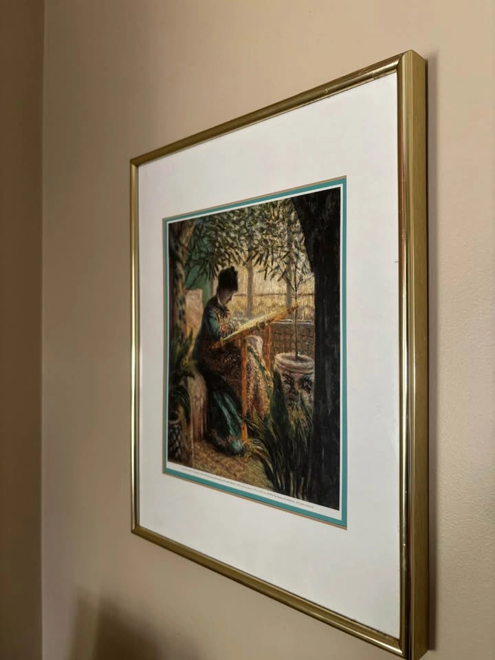 Claude Monet Woman Embroidering Framed Art Print - photo 2