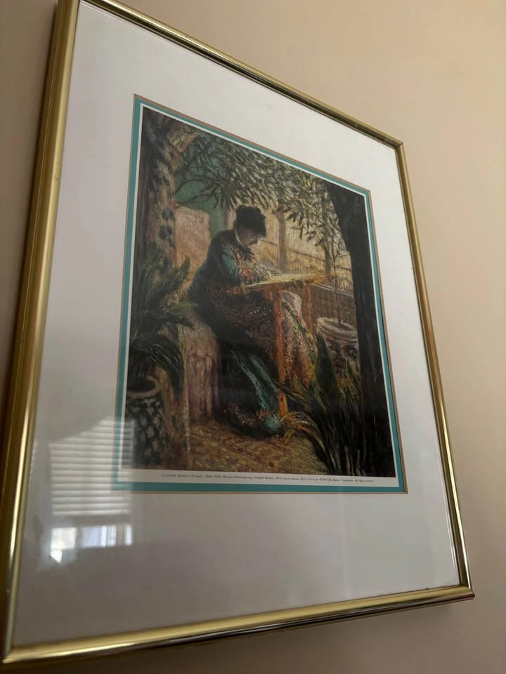 Claude Monet Woman Embroidering Framed Art Print - photo 3