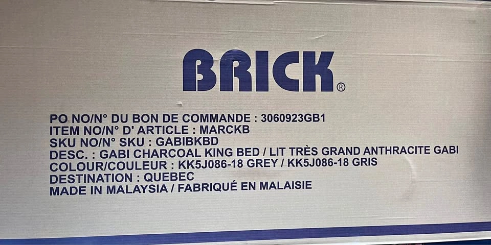 NEW Gabi Charcoal King Bed – From The Brick – Still in Box