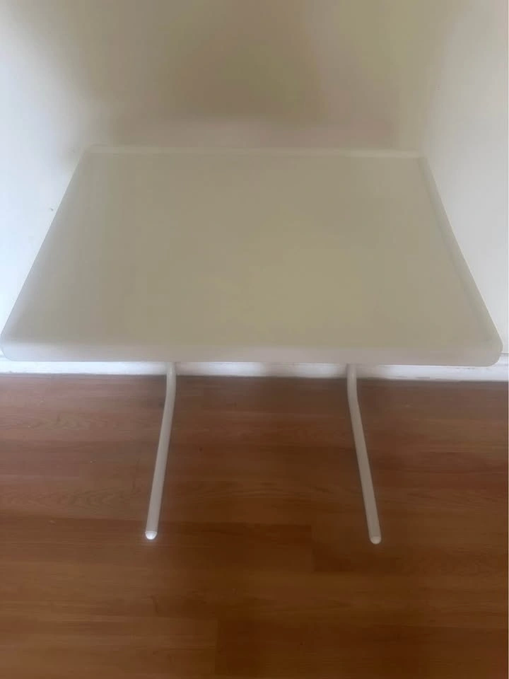 White Folding TV Tray Table with Cup Holder - photo 2