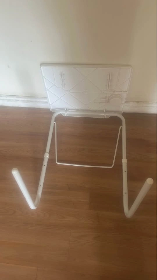 White Folding TV Tray Table with Cup Holder - photo 3