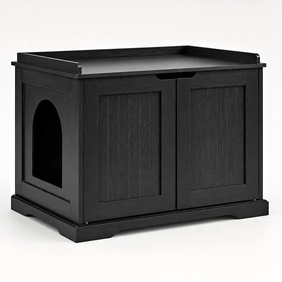 Hidden Cat Litter Box Cabinet / Cat House – Black