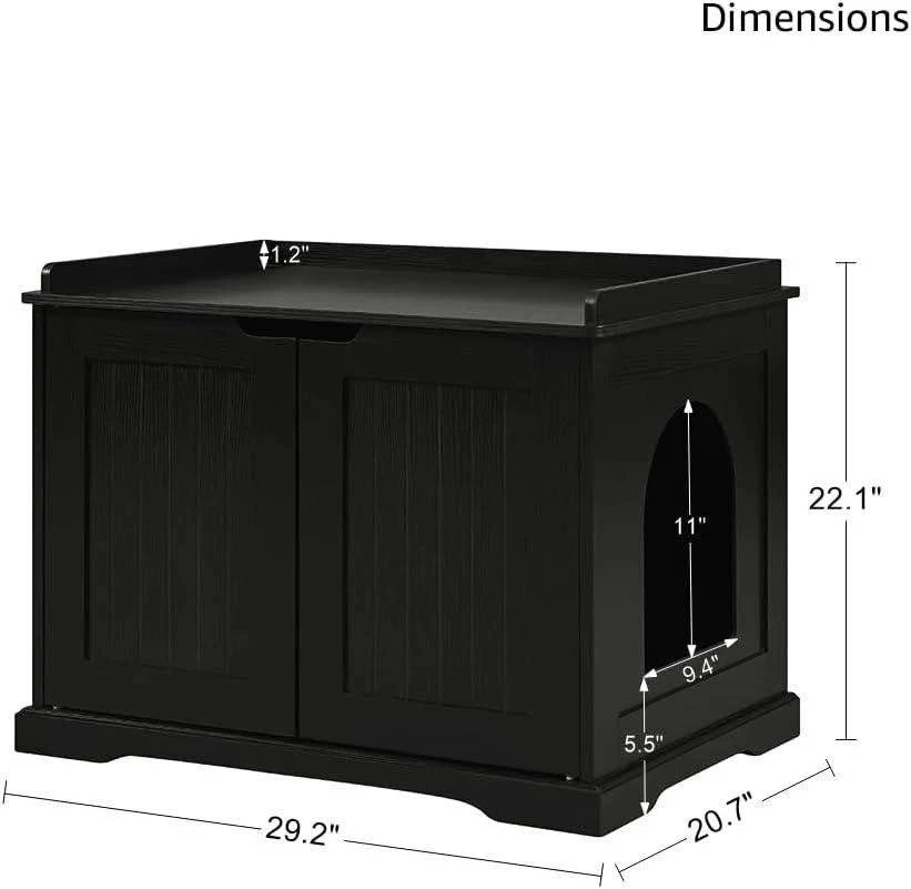 Hidden Cat Litter Box Cabinet / Cat House – Black - photo 2