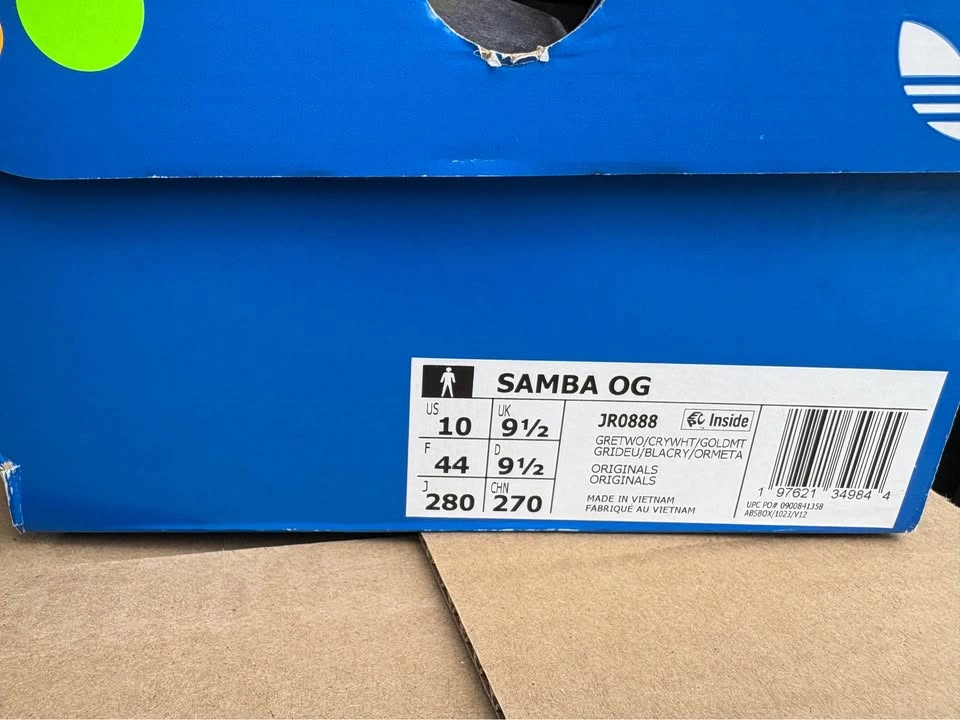 BNIB Adidas Samba OG Grey Two Gold Metallic US 10 - photo 2