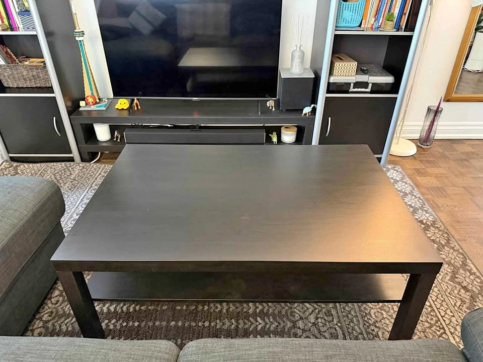 Dark Brown Coffee Table with Storage Shelf