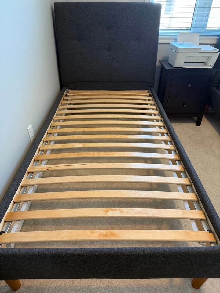 IKEA Twin Upholstered Bed Frame with Tufted Headboard - photo 2