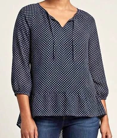 Navy Polka Dot Peplum Blouse -XL 14y