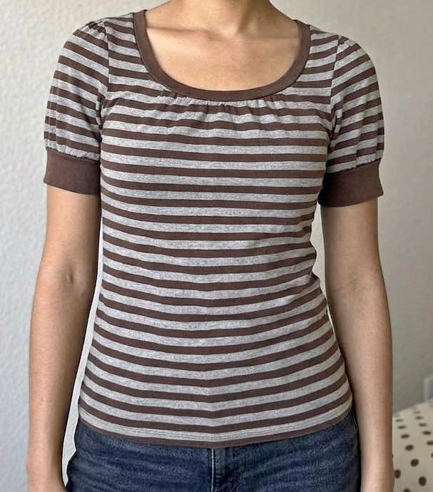 Striped Brown and Grey T-Shirt