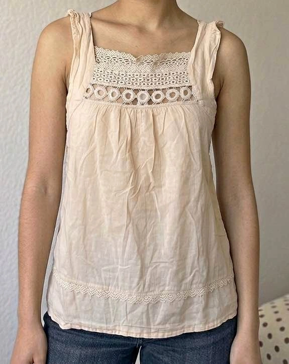 Cream Lace Detail Tank Top- Size 4