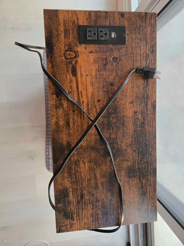 Rustic End Table with Charging Station and Drawers - photo 2