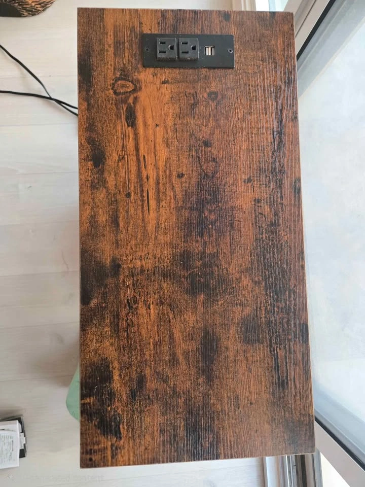 Rustic End Table with Charging Station and Drawers - photo 4