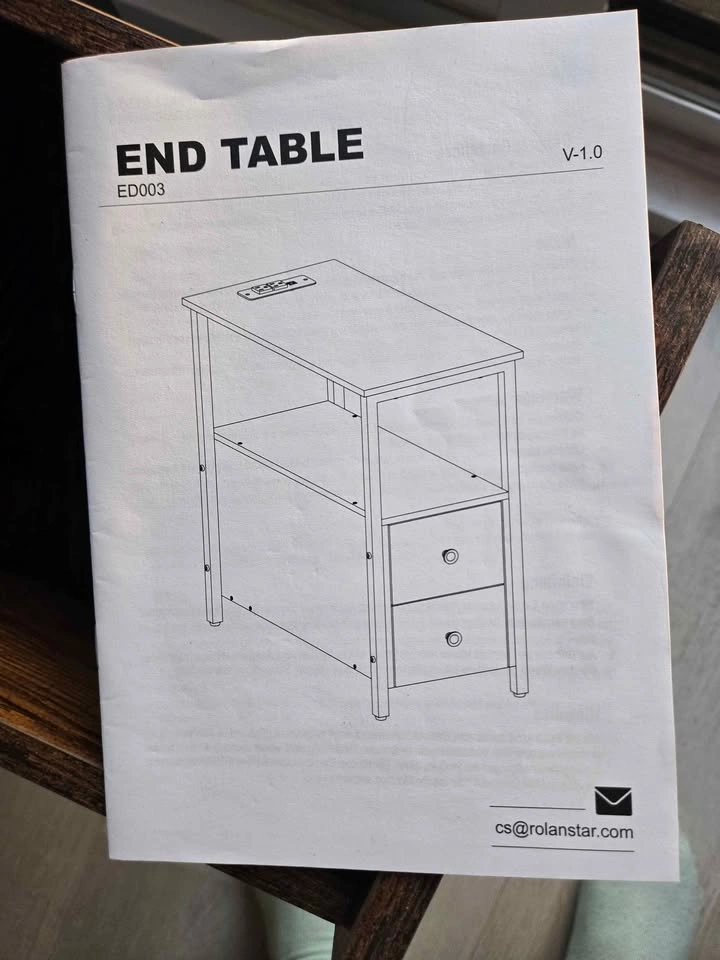 Rustic End Table with Charging Station and Drawers - photo 5