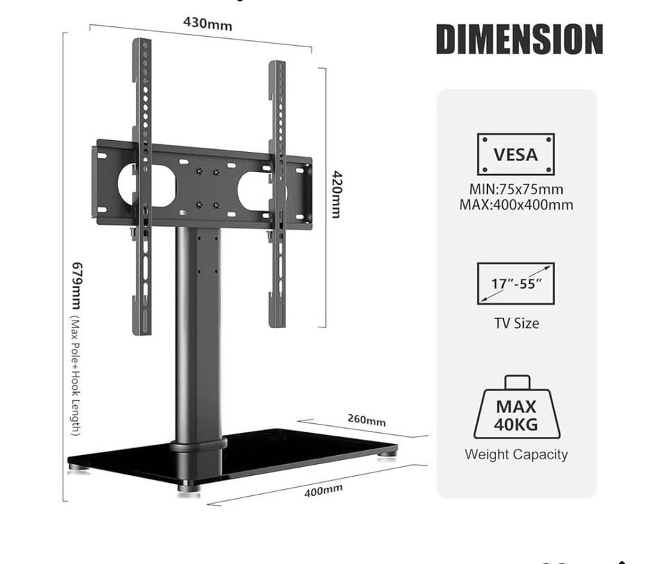 Universal TV Stand Tabletop Base for 17-55 Inch Screens - photo 3