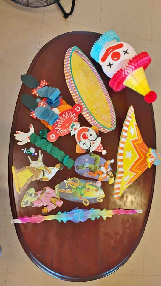 Vintage Circus Clown Cardboard Party Decorations Lot of 10 Items