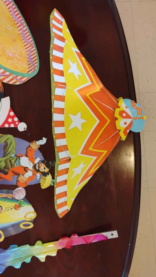 Vintage Circus Clown Cardboard Party Decorations Lot of 10 Items - photo 2