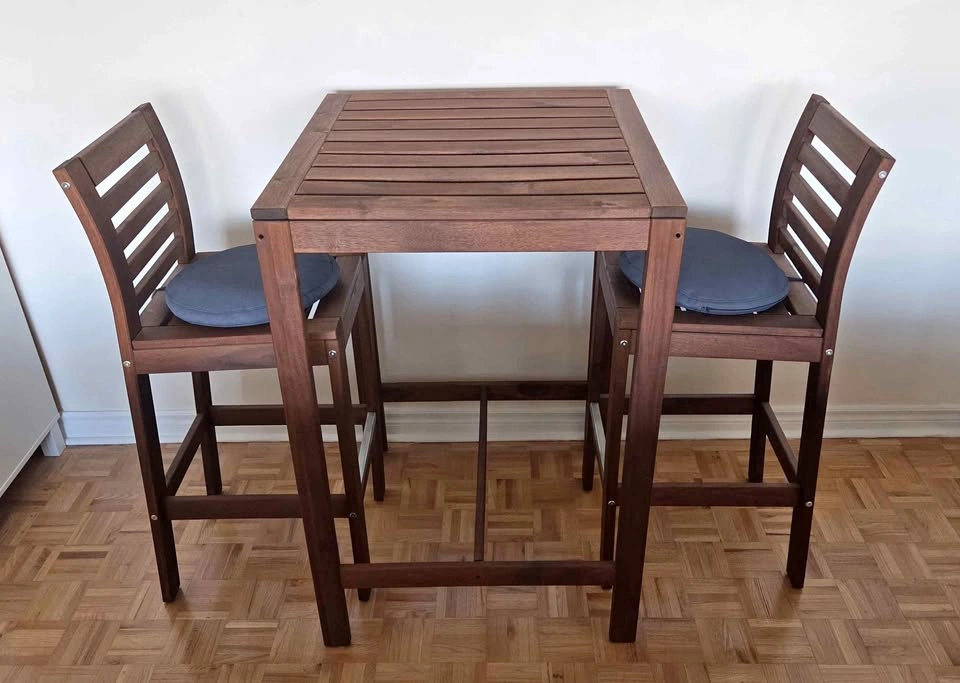 Outdoor Patio Balcony Dining Set - High Table, Chairs, Cover
