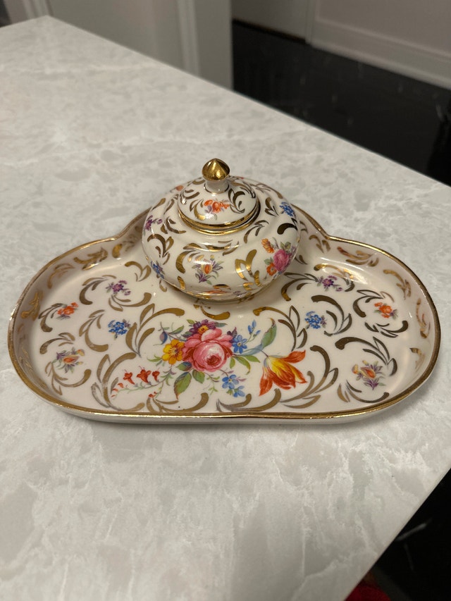 Limoges vintage porcelain vanity or desk set - photo 2