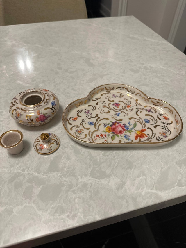 Limoges vintage porcelain vanity or desk set - photo 3