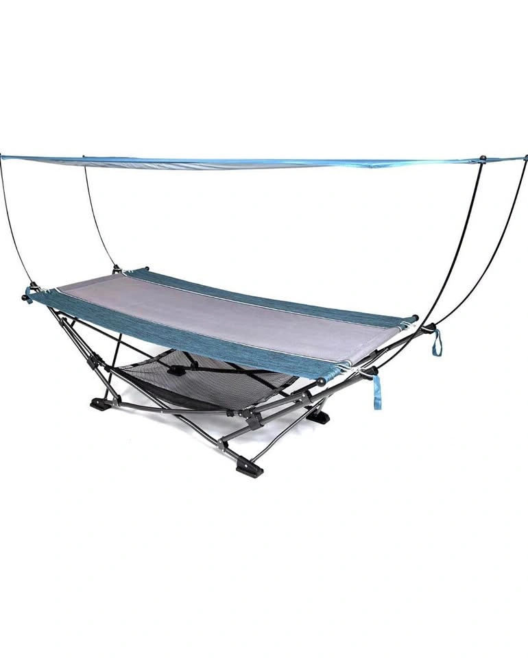 Folding hammock with removable canopy