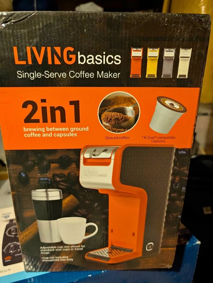 2 In 1 Single Serve Coffee Maker, Red - LIVINGbasics