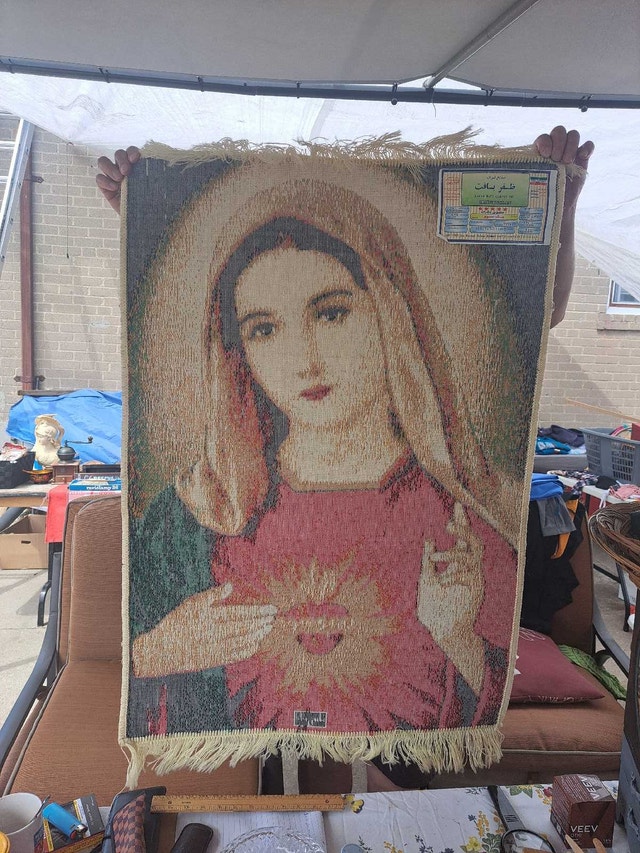 Vintage Zafar Baft Sacred Heart of Mary Tapestry - photo 2