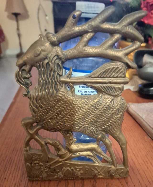 Vintage Brass Deer Key Holder 7.5" x 5"