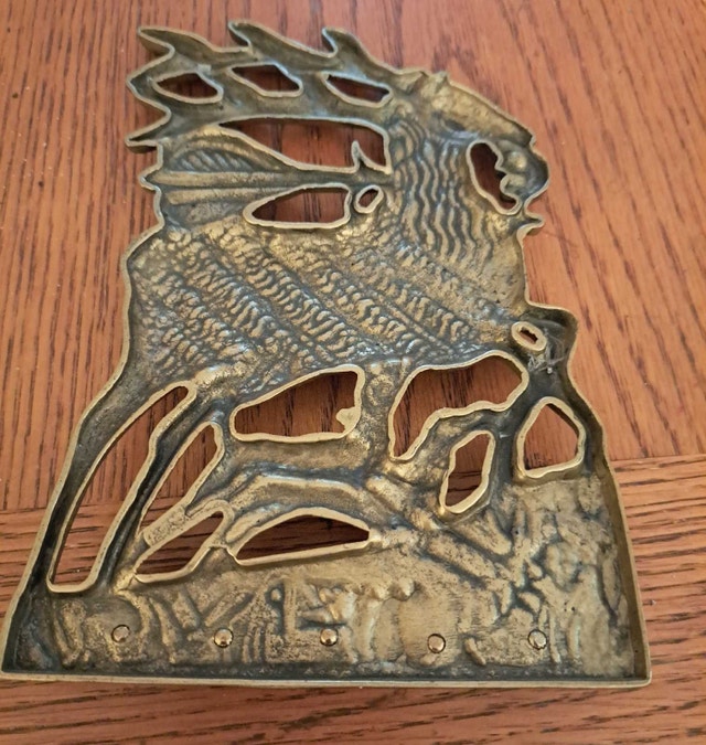 Vintage Brass Deer Key Holder 7.5" x 5" - photo 3