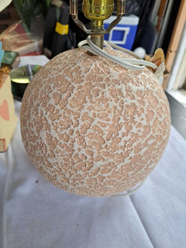 VINTAGE MID CENTURY MODERN SPHERE TABLE LAMP Crackle Glaze - photo 2