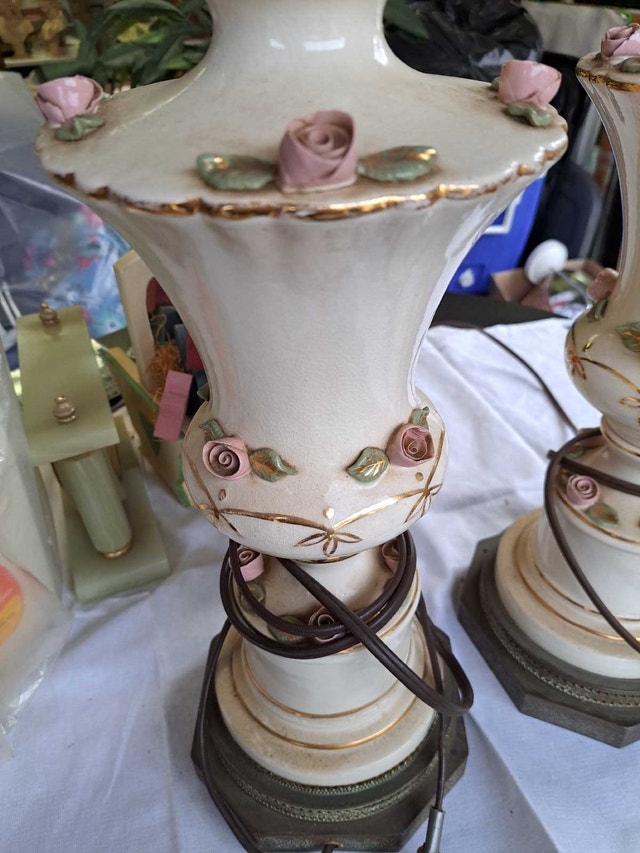 Vintage Porcelain Table Lamps Pair - Campodimonte - photo 2