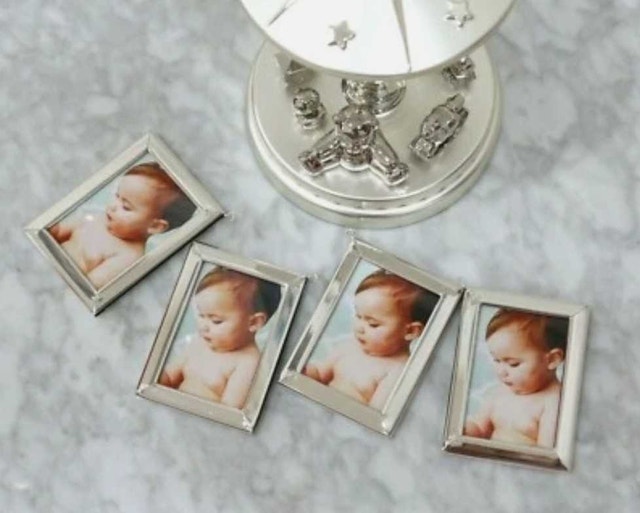 Silver Teddy Musical Carousel Music Box Rotating Photo Frame - photo 2