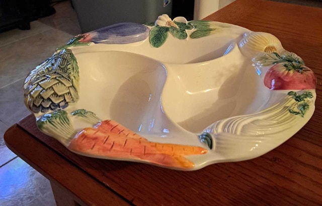 Vintage Bassano Italy Majolica Ceramic Divided Serving Platter - photo 2