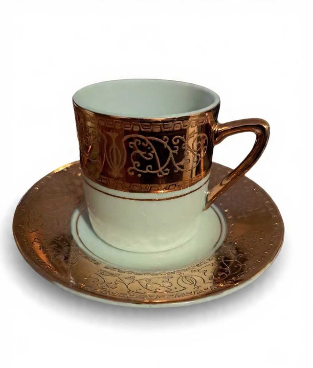 Vintage 1950s Japan Style Demitasse Set – Gold & White Espresso