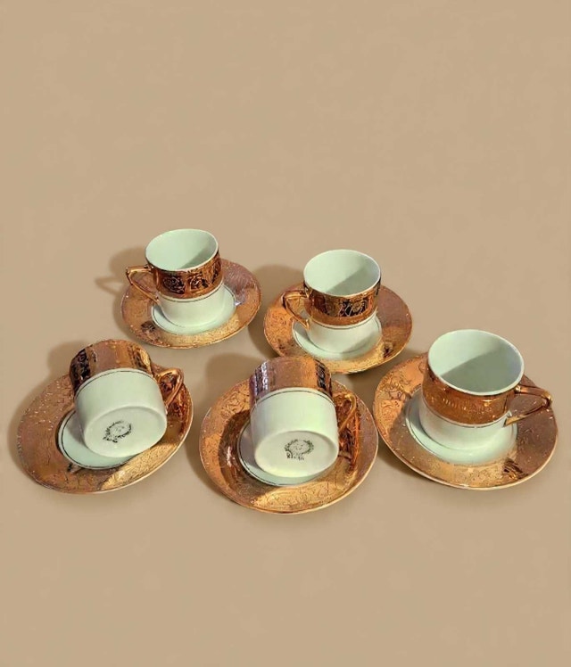 Vintage 1950s Japan Style Demitasse Set – Gold & White Espresso - photo 3