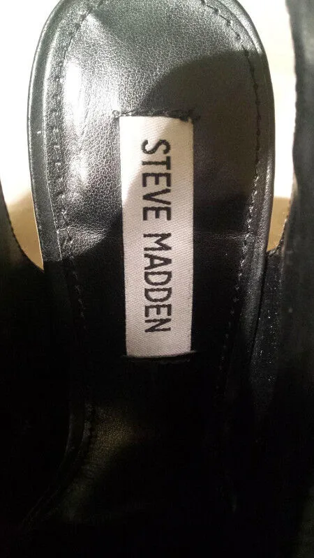 STEVE MADDEN black leather rock n roll booties Size 7.5 - photo 2
