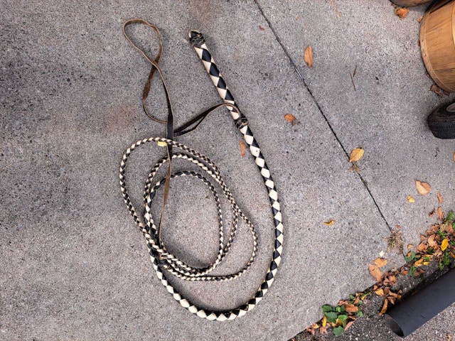 Vintage Argentinian Gaucho Whip – Hand-Braided Leather