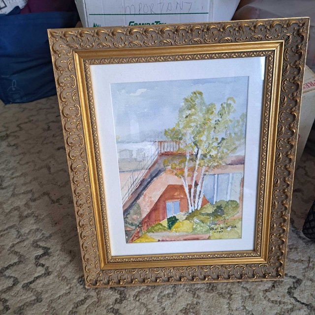 Original Framed Watercolor Landscape - Signed Phyl de Vries