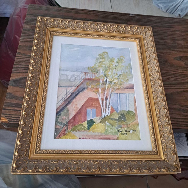 Original Framed Watercolor Landscape - Signed Phyl de Vries - photo 2