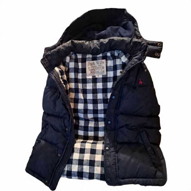 Vintage Jack Wills Navy Blue Hooded Gilet | Quilted Puffer Vest