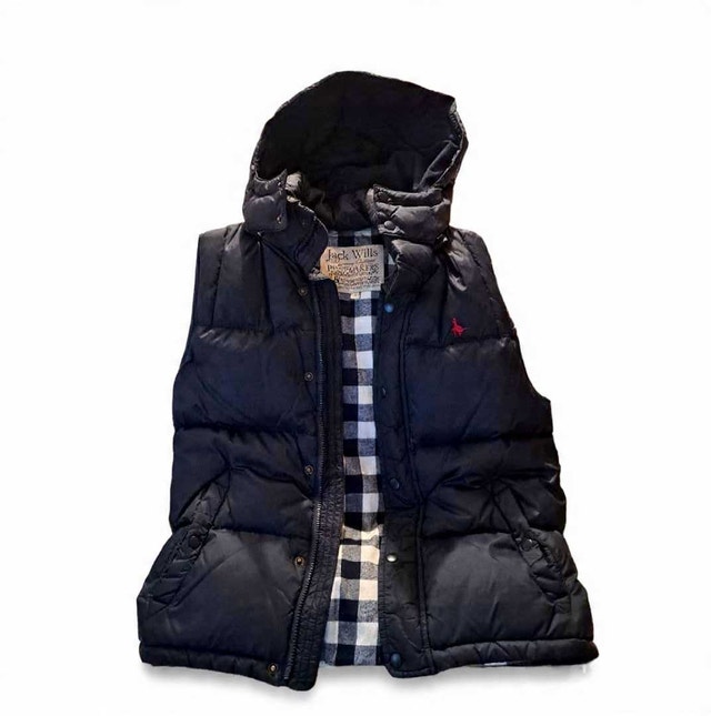Vintage Jack Wills Navy Blue Hooded Gilet | Quilted Puffer Vest - photo 2