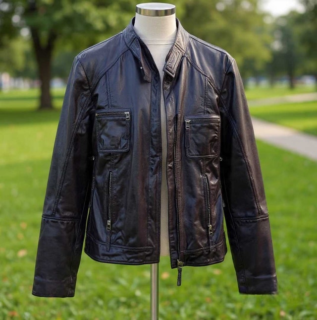 Bailey 44 Women’s Black Lambskin Leather Moto Jacket – Size XL