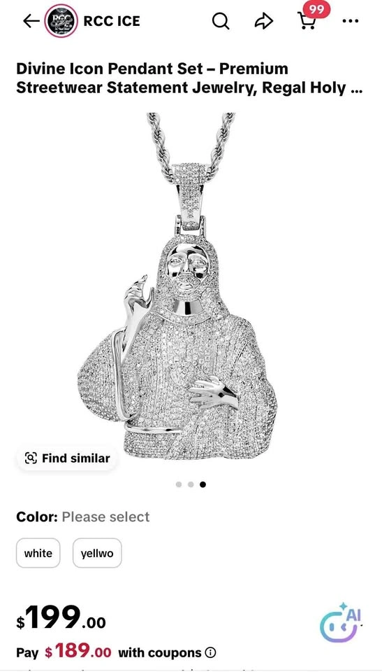 316L Stainless Steel Iced Out Jesus Pendant