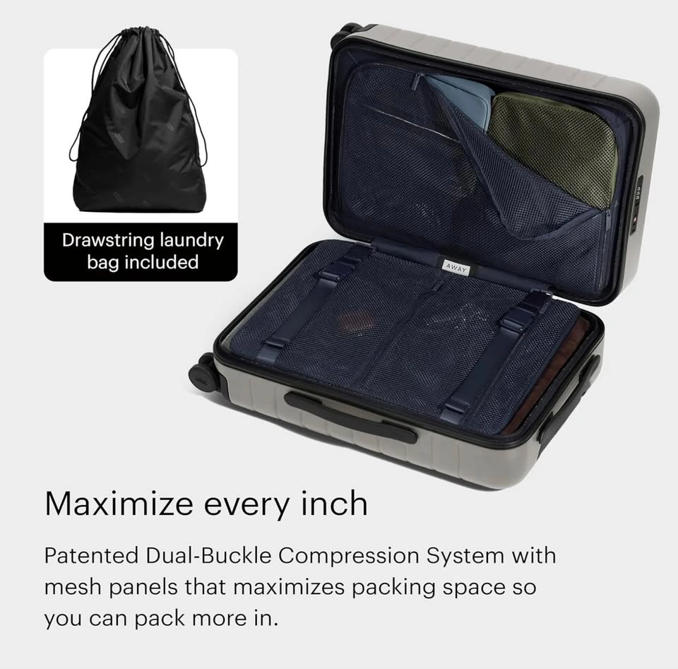 Orig $650 *USED* WHITE. Away Luggage. Large + carry on - photo 4