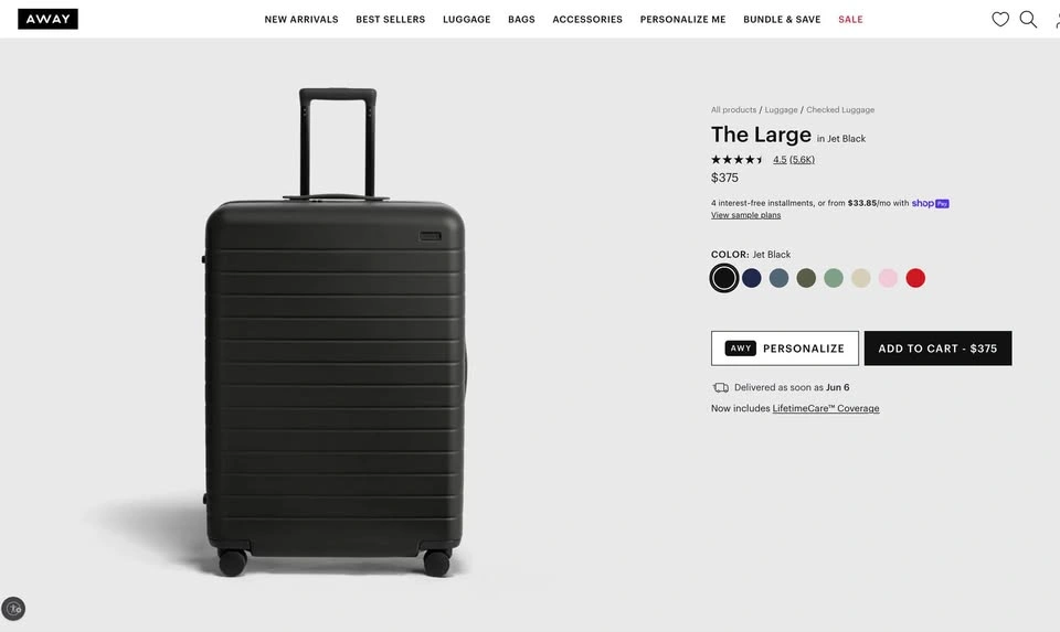 Orig $650 *USED* WHITE. Away Luggage. Large + carry on - photo 5