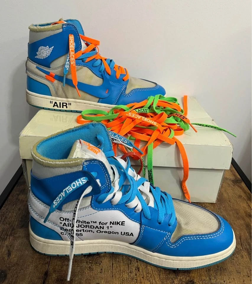 Nike Jordan 1 Retro High Off-White University Blue size 10 - photo 2