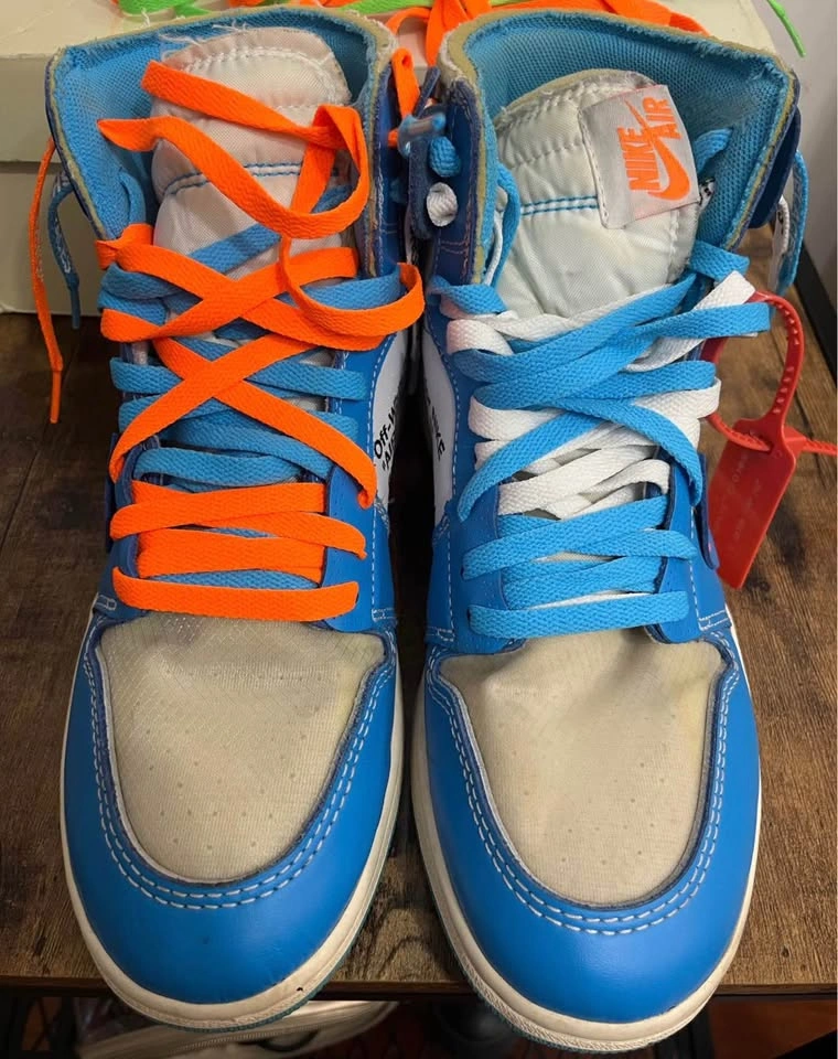 Nike Jordan 1 Retro High Off-White University Blue size 10 - photo 3